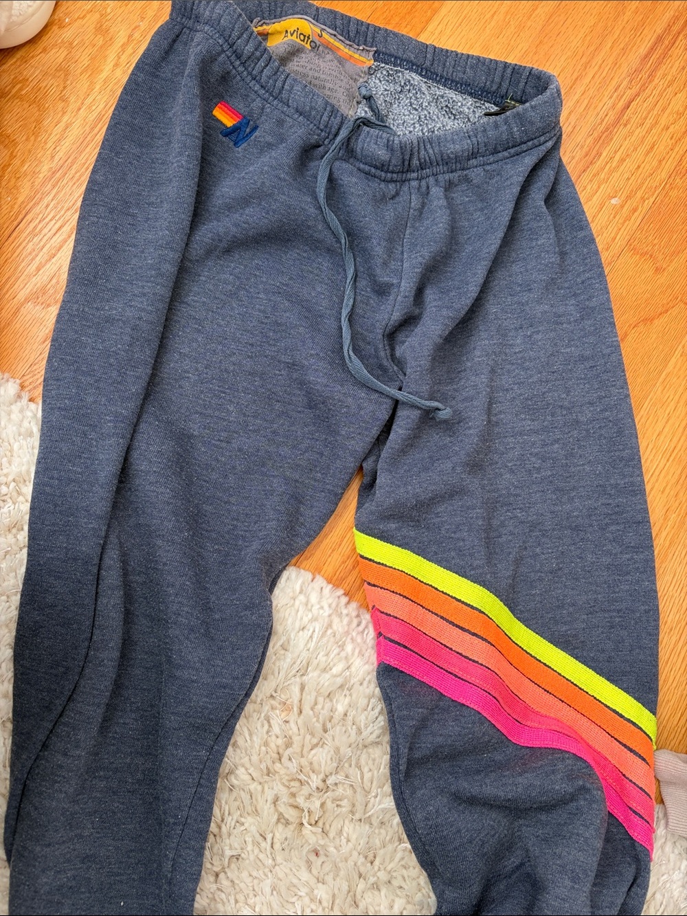 Aviator Nation Charcoal Joggers with Neon Stripes size small good condition
